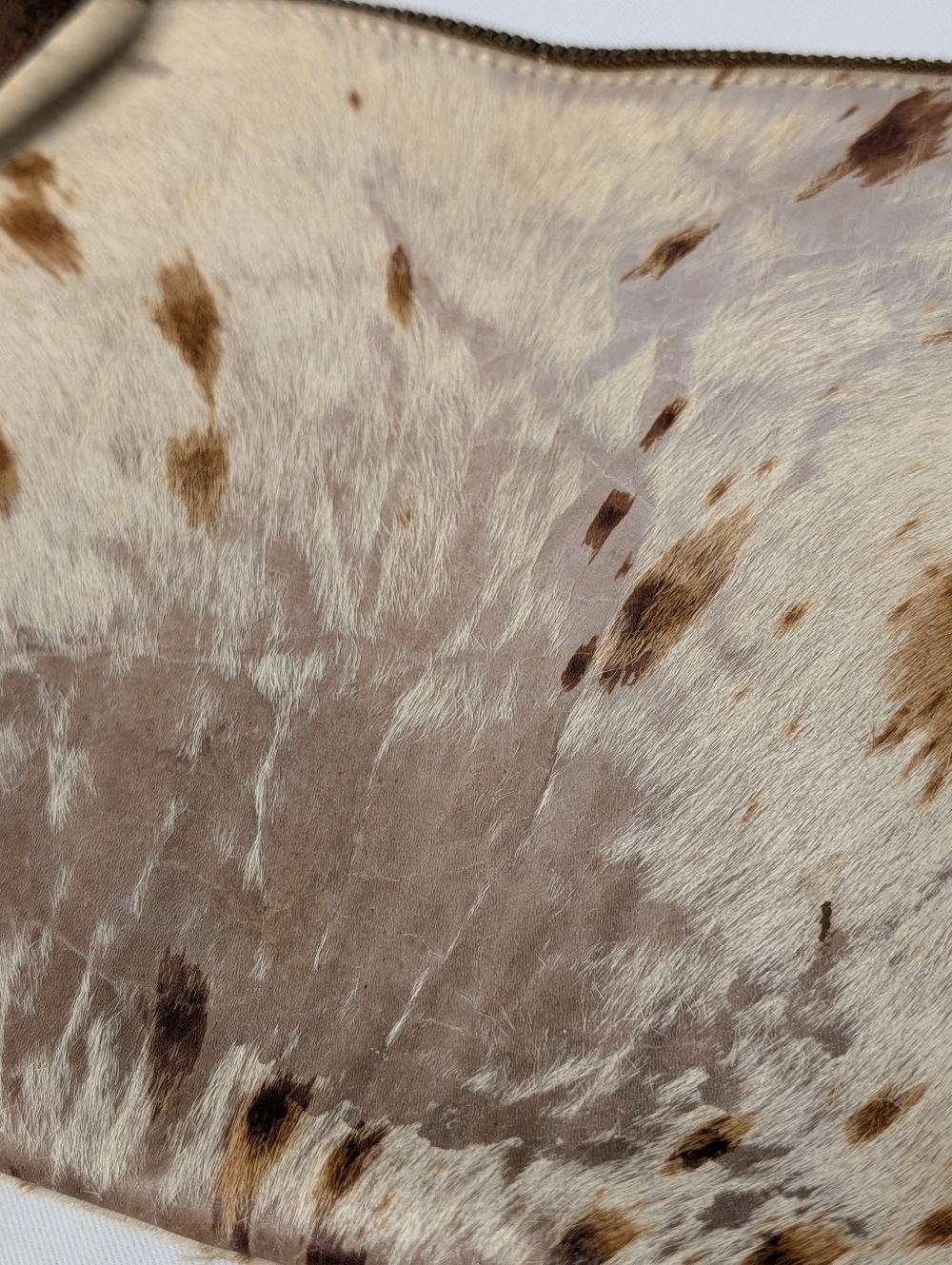 Luxurious Spotted Cowhide Wristlet Clutch - Brown & Cream - Picture 3 of 12